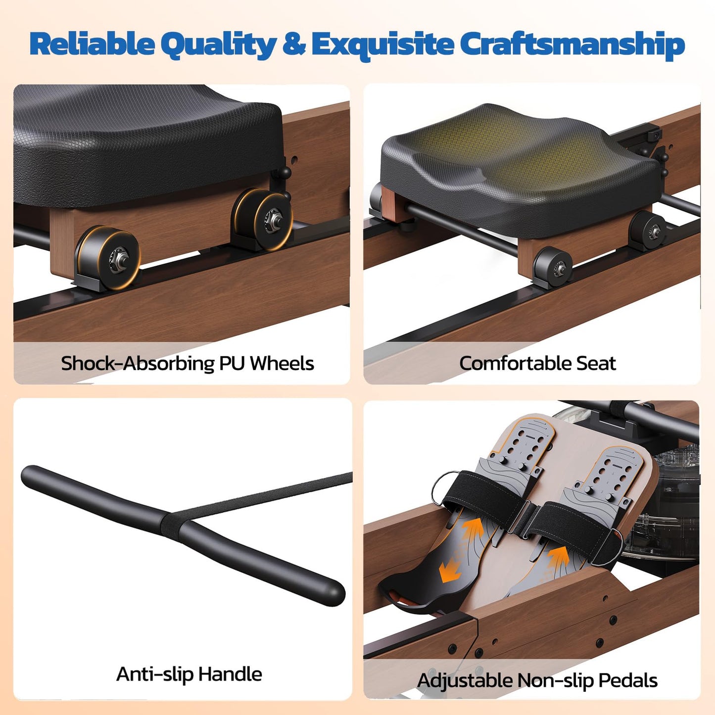 Dripex Water Rowing Machine, Foldable Design, 400 lbs Capacity, LCD Monitor, Bluetooth App Compatible