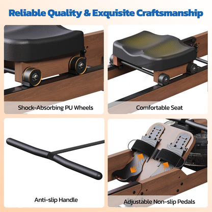 Dripex Water Rowing Machine, Foldable Design, 400 lbs Capacity, LCD Monitor, Bluetooth App Compatible