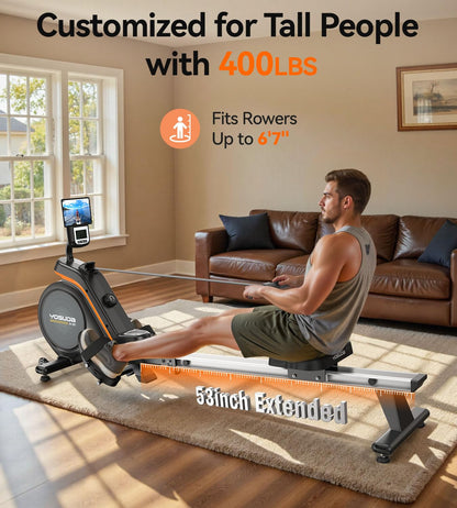 YOSUDA Magnetic Rowing Machine, Adjustable Resistance, Bluetooth, LCD Monitor, Comfortable Seat