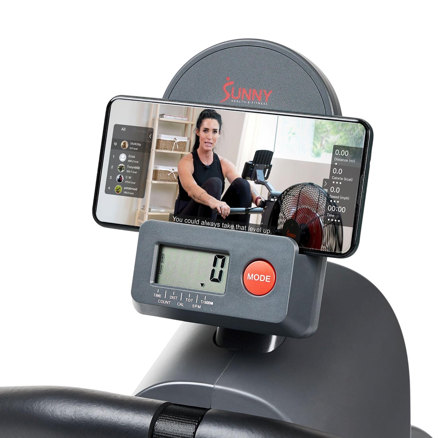 Sunny Health & Fitness Magnetic Rowing Machine, Extended Slide Rail, Bluetooth, SunnyFit App Compatible