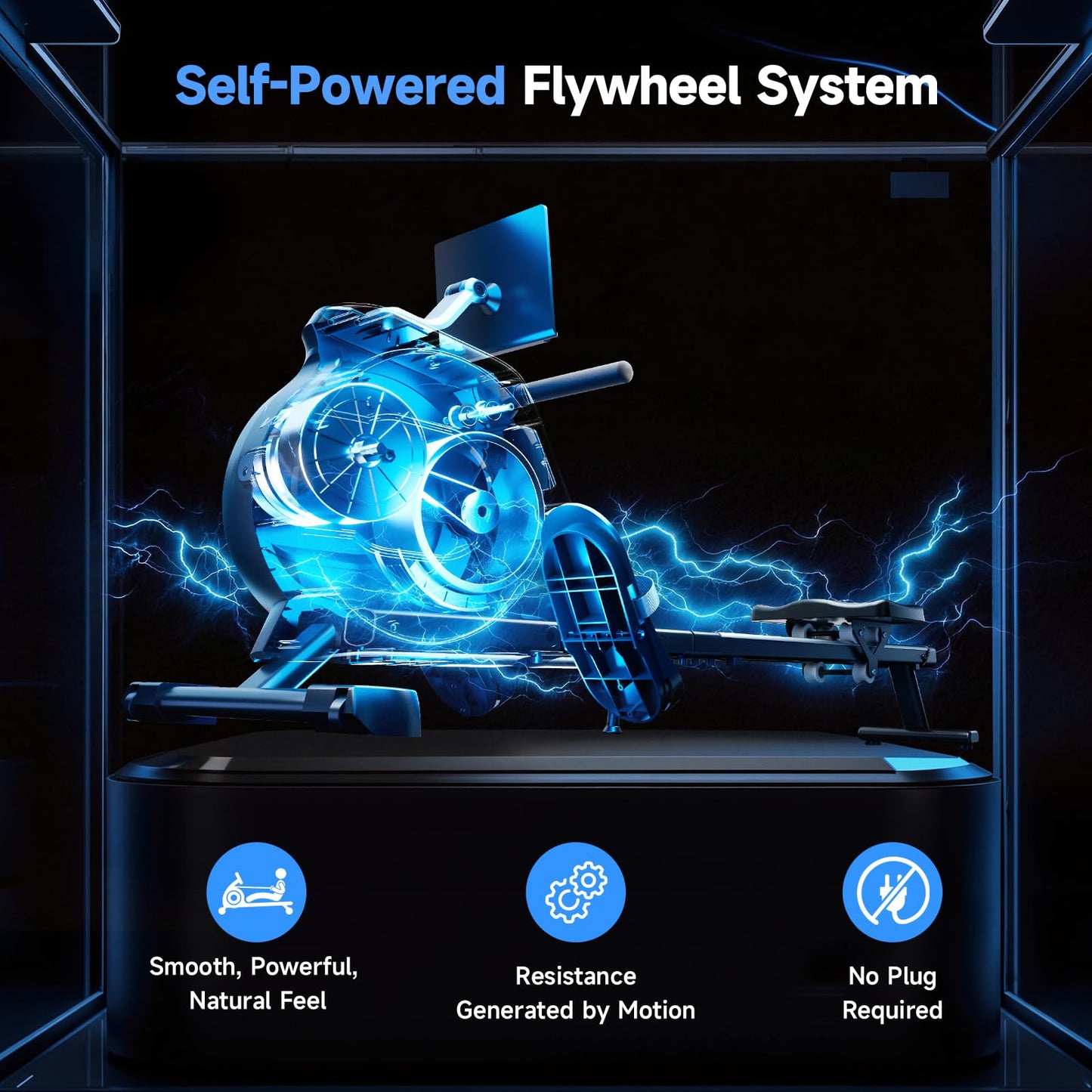 Magnetic Rowing Machine, 350 lbs Capacity, 16-Level Silent Resistance, Foldable, App Supported