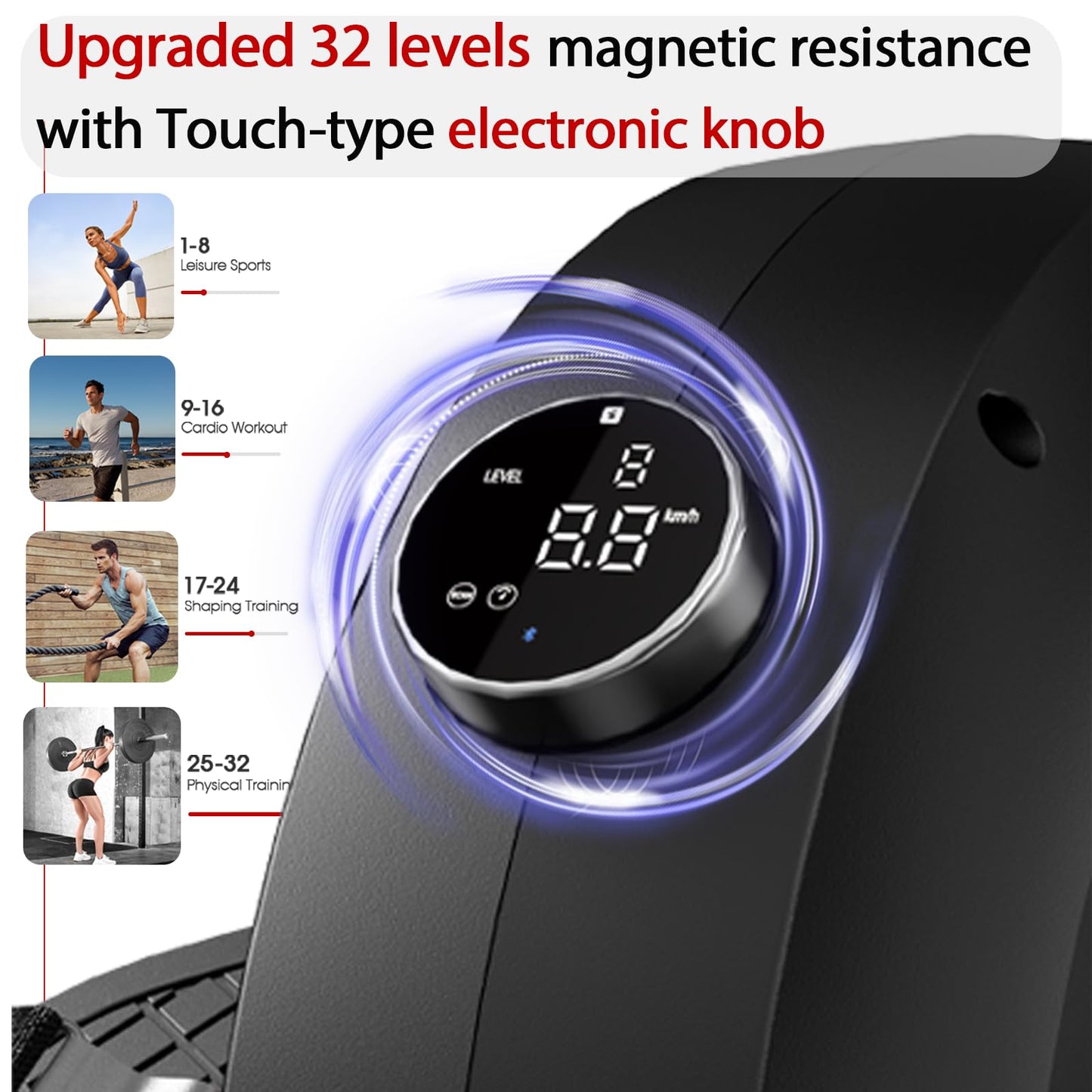 WENOKER Magnetic Rowing Machine, 32 Resistance Levels, 350 lbs Capacity, Smart Knob, App Supported