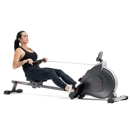 Sunny Health & Fitness Magnetic Rowing Machine, Extended Slide Rail, Bluetooth, SunnyFit App Compatible