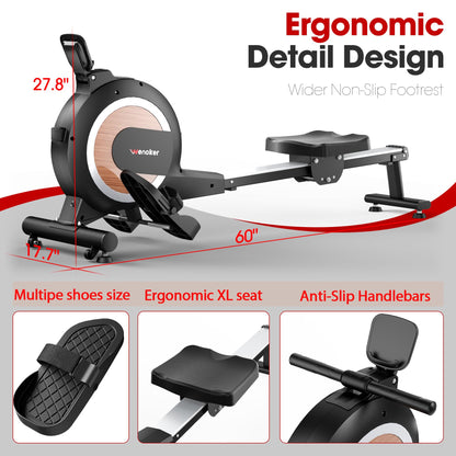 WENOKER Magnetic Rowing Machine, 32 Resistance Levels, 350 lbs Capacity, Smart Knob, App Supported