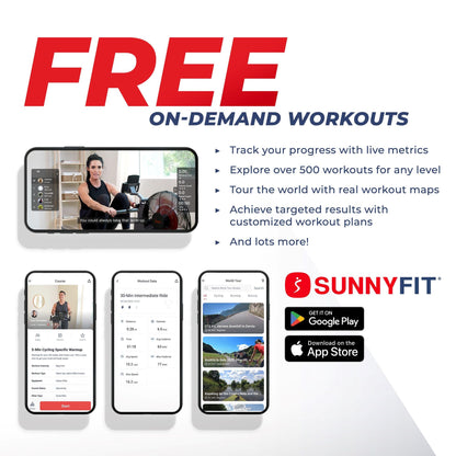 Sunny Health & Fitness Magnetic Rowing Machine, Extended Slide Rail, Bluetooth, SunnyFit App Compatible