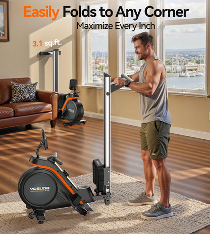 YOSUDA Magnetic Rowing Machine, Adjustable Resistance, Bluetooth, LCD Monitor, Comfortable Seat