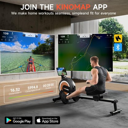WENOKER Magnetic Rowing Machine, 32 Resistance Levels, 350 lbs Capacity, Smart Knob, App Supported