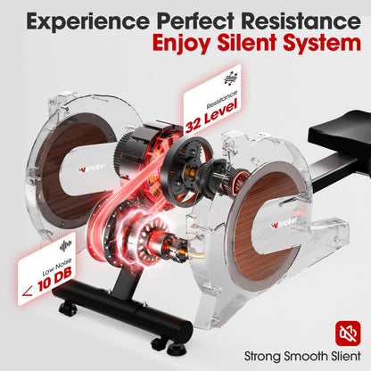 WENOKER Magnetic Rowing Machine, 32 Resistance Levels, 350 lbs Capacity, Smart Knob, App Supported